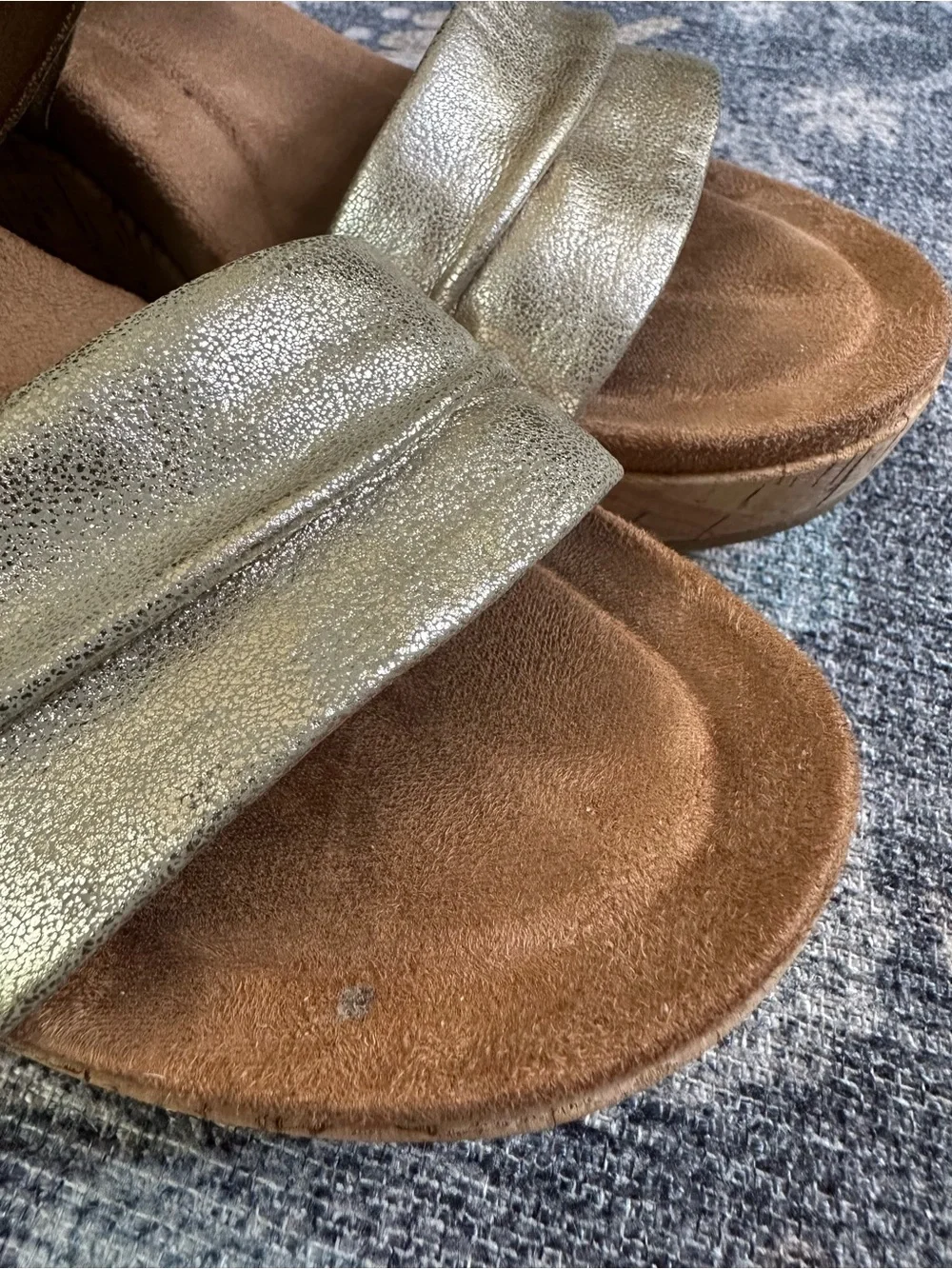 Eurosoft by Sofft Kahley Gold Cork Wedge Sandals Size 7